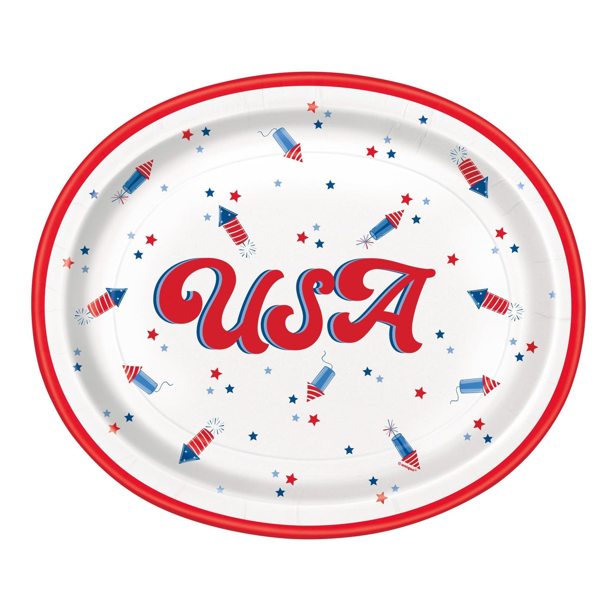 USA Oval Paper Plates 8ct - Stesha Party