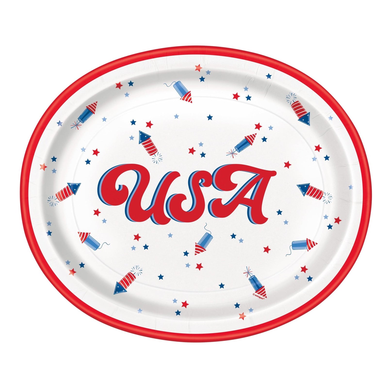 USA Oval Paper Plates 8ct - Stesha Party