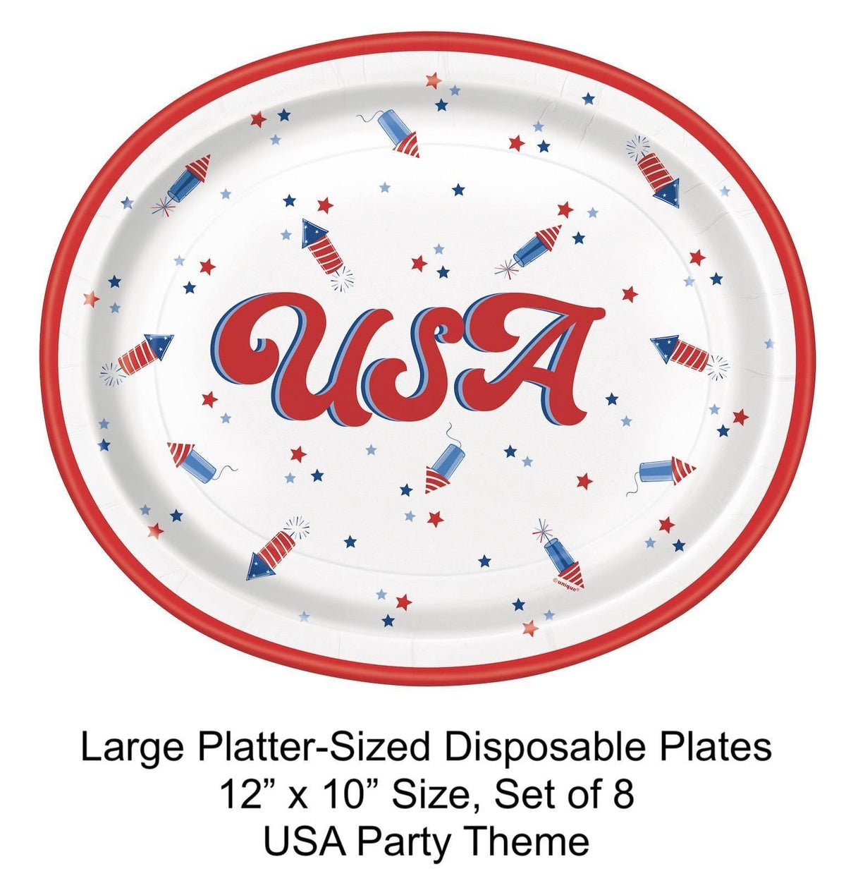USA Oval Paper Plates 8ct - Stesha Party