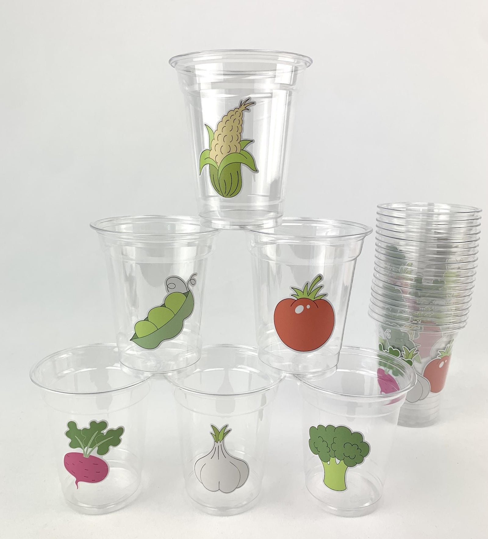 Veggie Party Cups 24ct 12oz Plastic Cups - Stesha Party