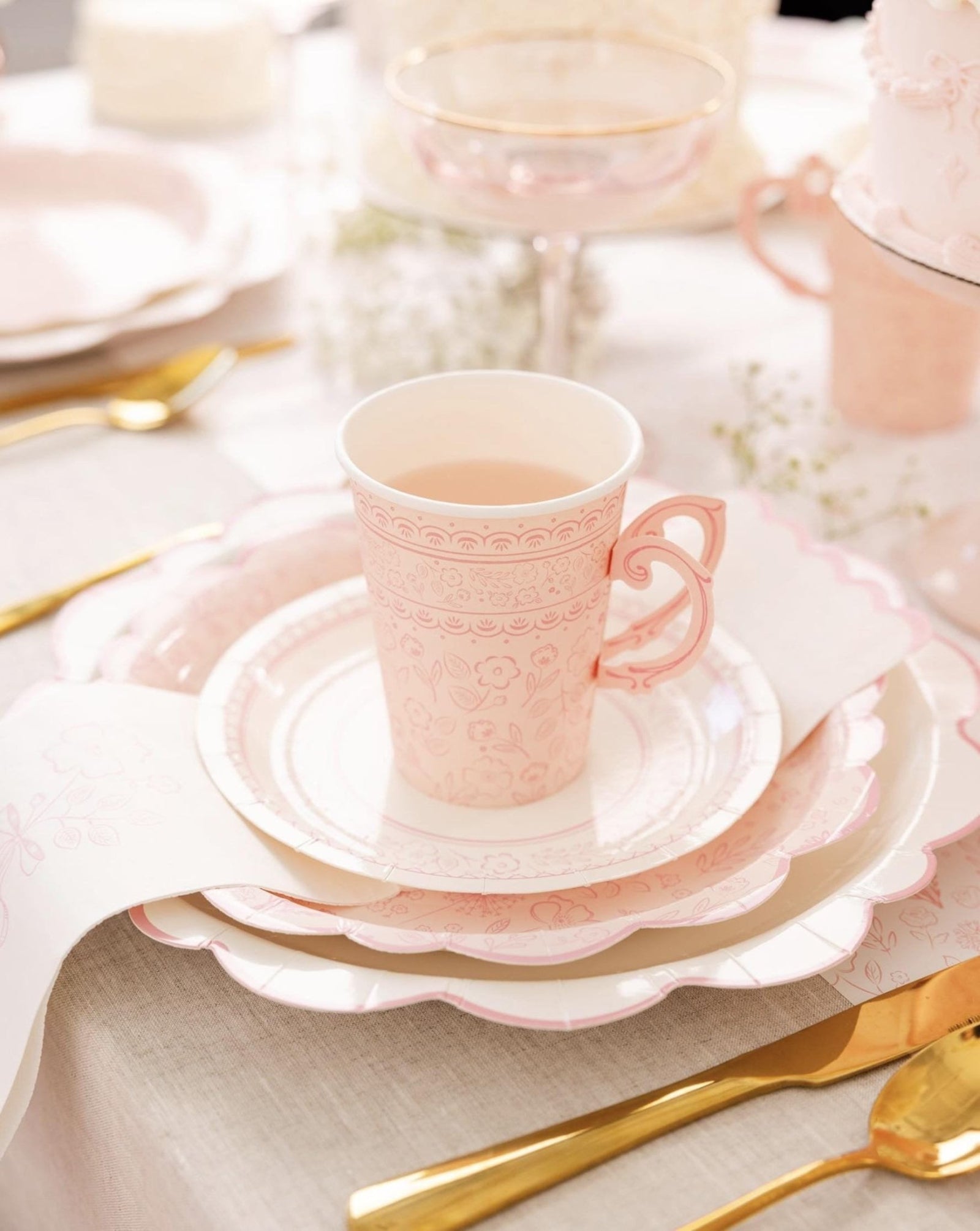 Vintage Pink Floral Tea Party Cups 8ct - Stesha Party