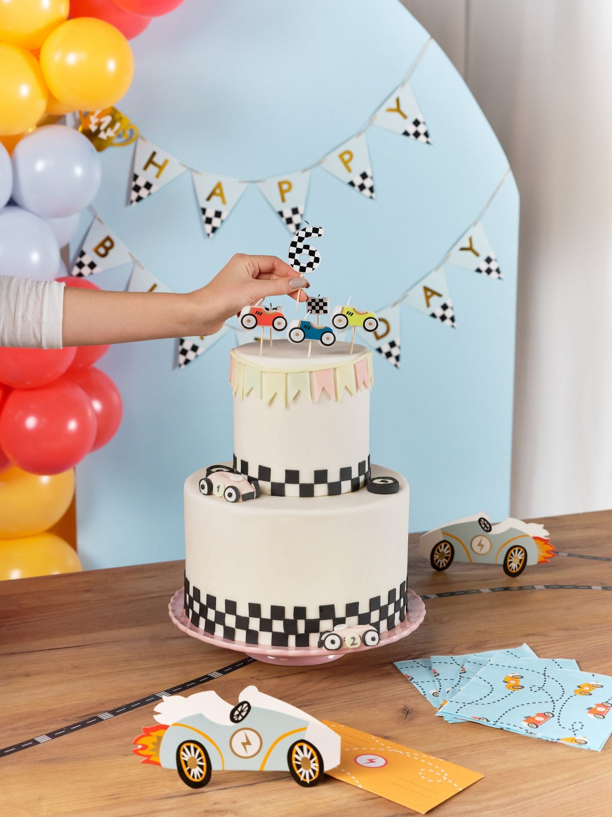 Vintage Race Car Cake Candles - Stesha Party
