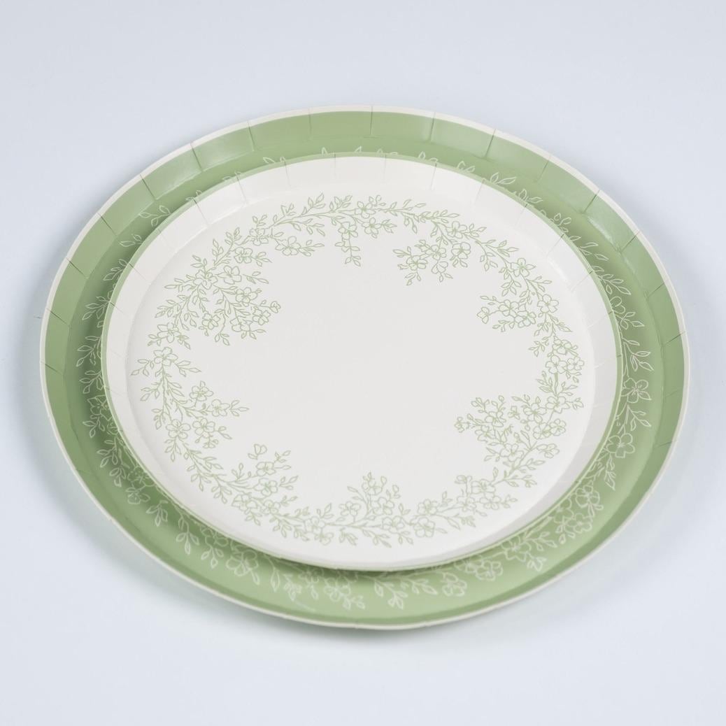 White Floral Dessert Plates 8ct - Stesha Party
