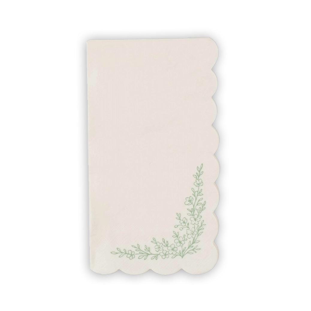 White Floral Scalloped Napkins 16ct - Stesha Party