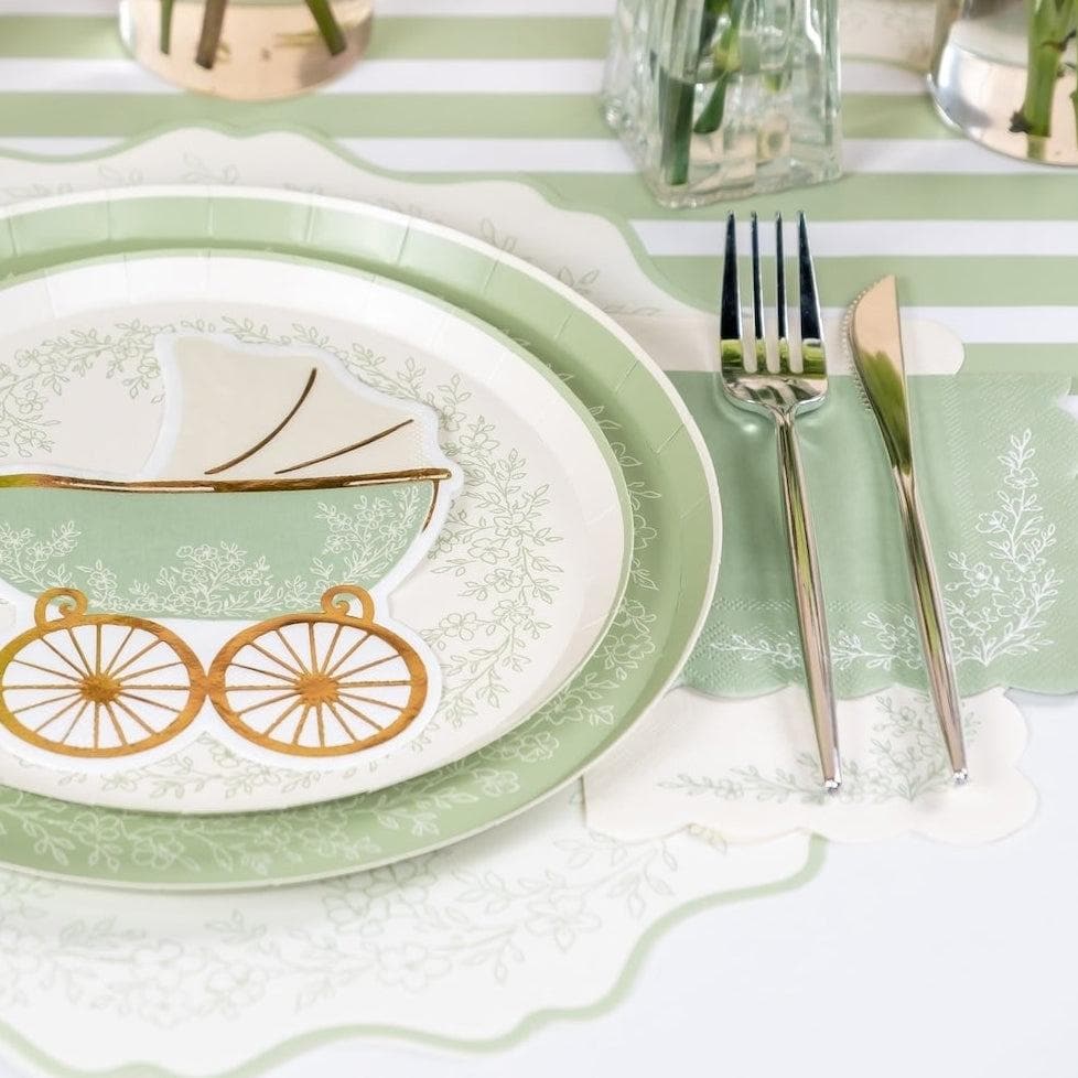 White Floral Scalloped Napkins 16ct - Stesha Party