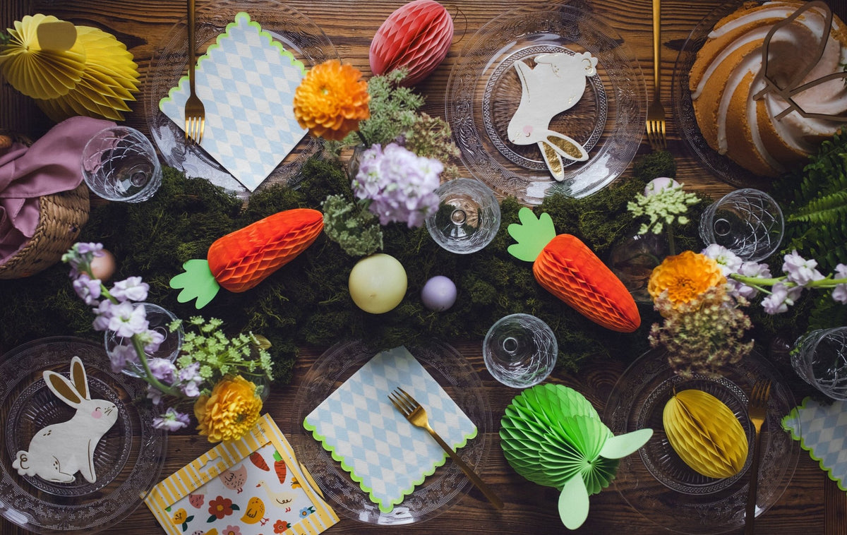 White & Gold Bunny Shaped Napkins - Stesha Party