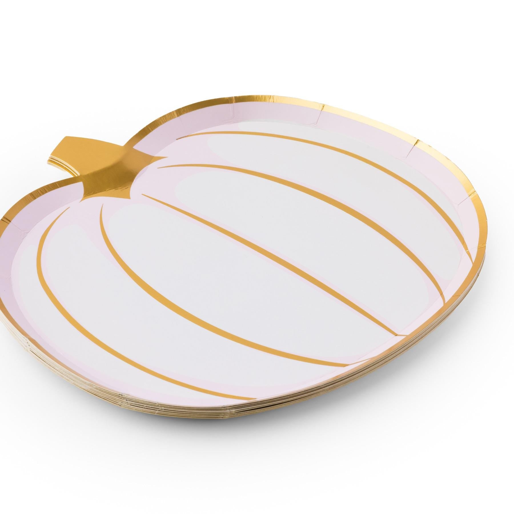 White Gold & Pink Pumpkin Plates 8ct - Stesha Party