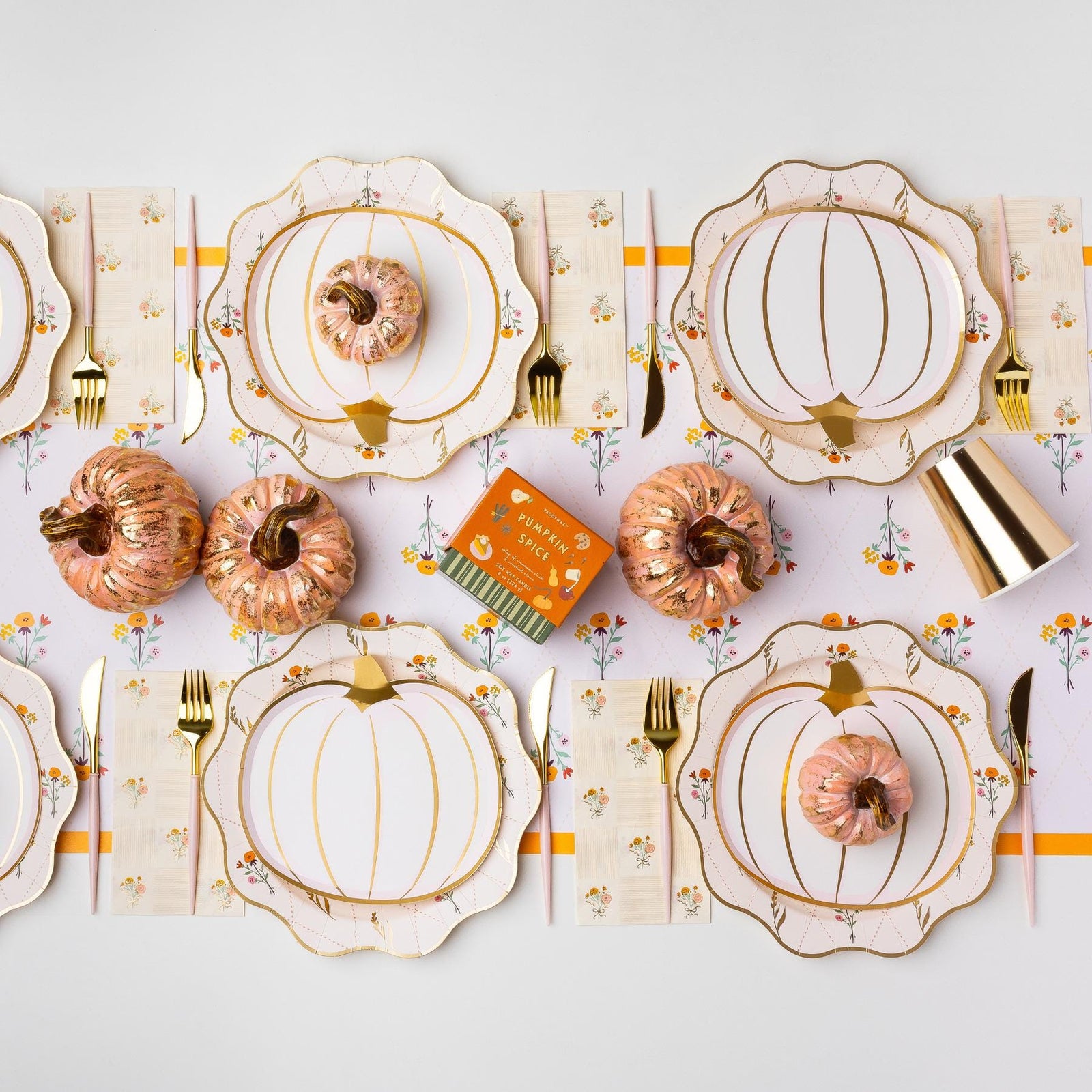 White Gold & Pink Pumpkin Plates 8ct - Stesha Party