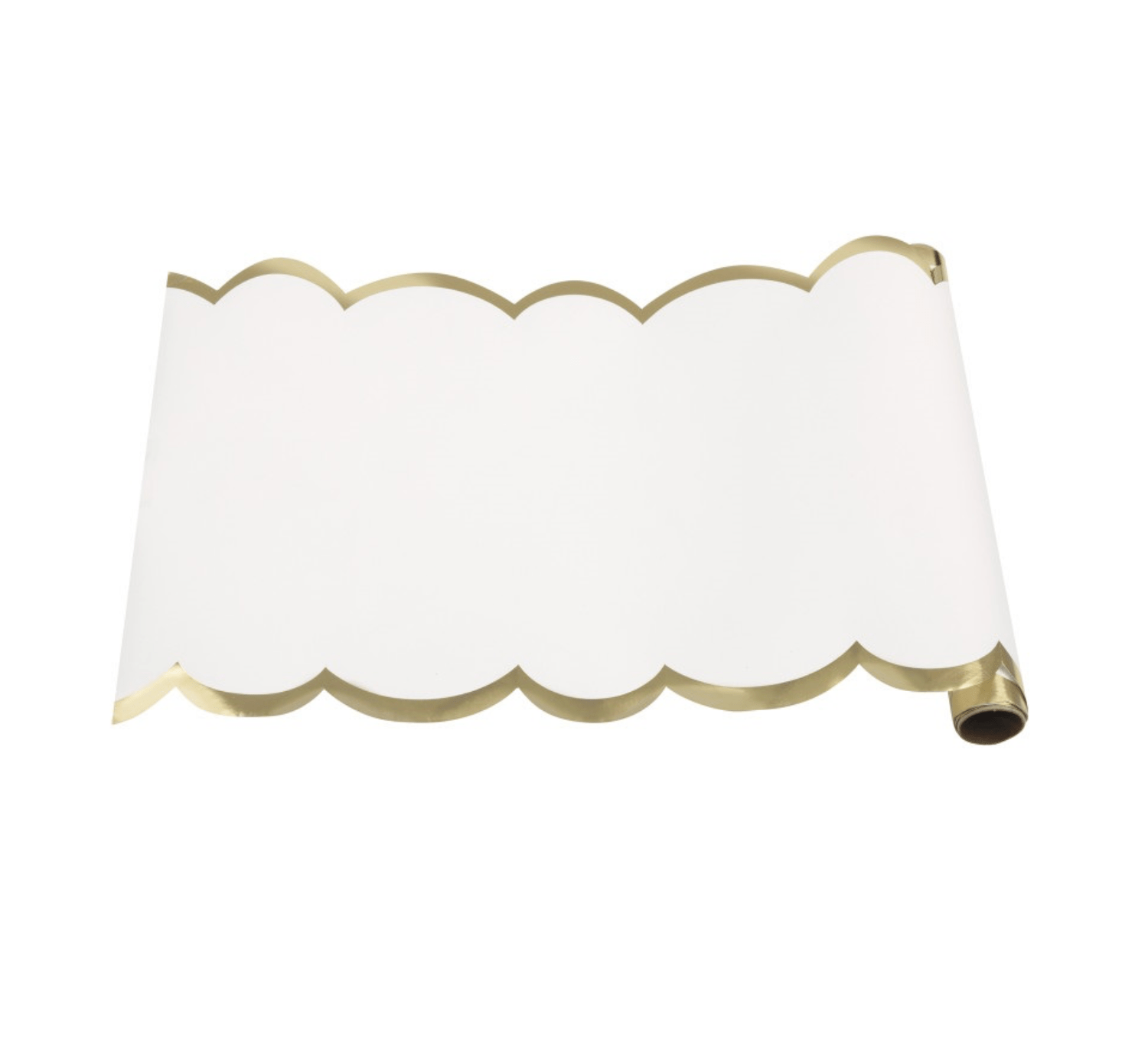 White & Gold Scalloped Paper Table Runner - Stesha Party
