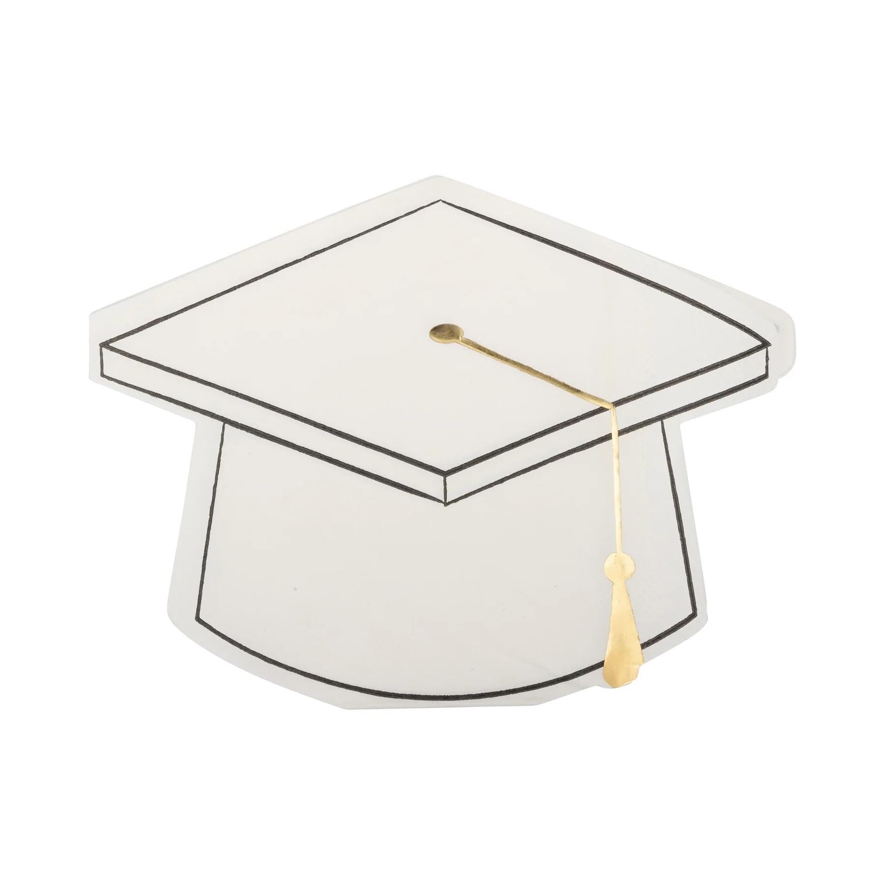 White Graduation Cap Shaped Napkins 18ct - Stesha Party