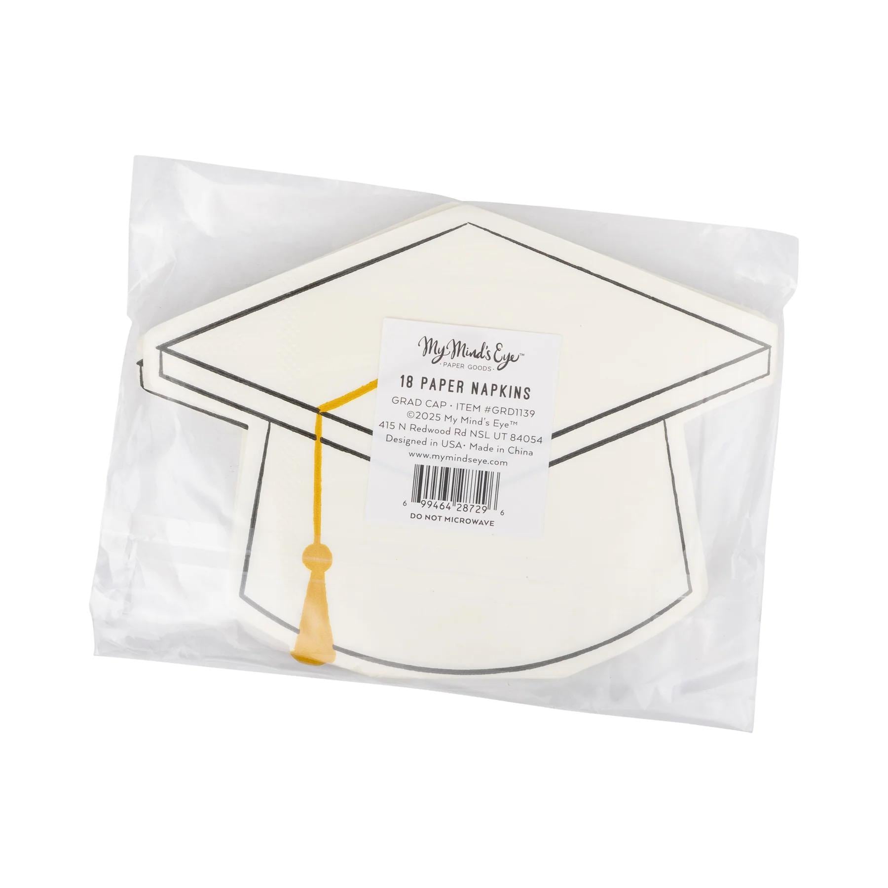 White Graduation Cap Shaped Napkins 18ct - Stesha Party