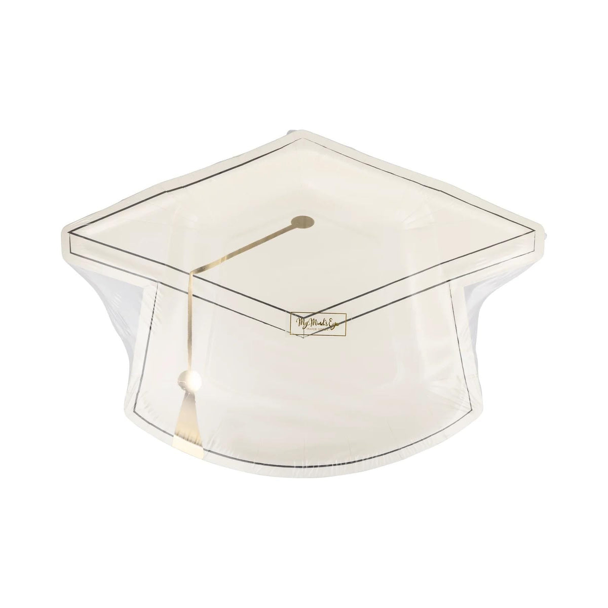 White Graduation Cap Shaped Plates 8ct - Stesha Party
