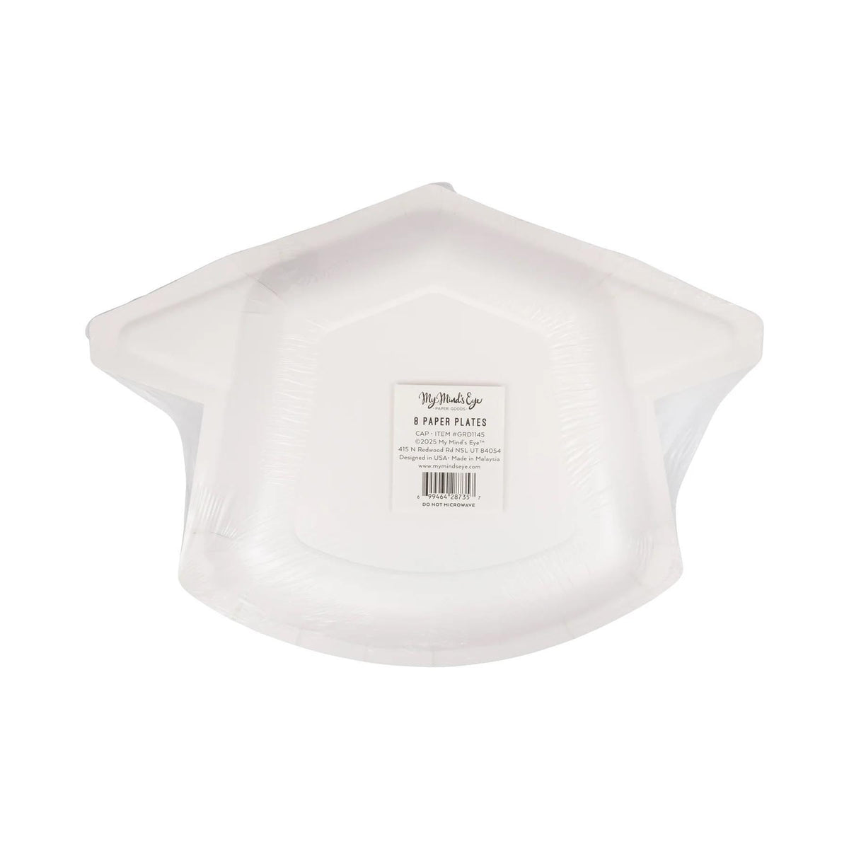 White Graduation Cap Shaped Plates 8ct - Stesha Party