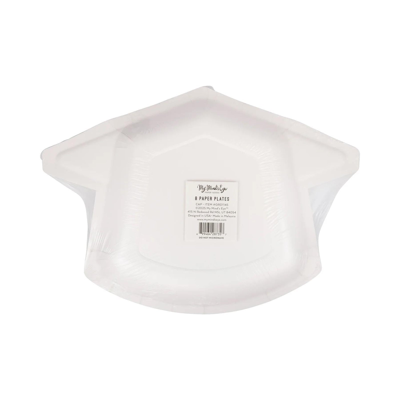 White Graduation Cap Shaped Plates 8ct - Stesha Party