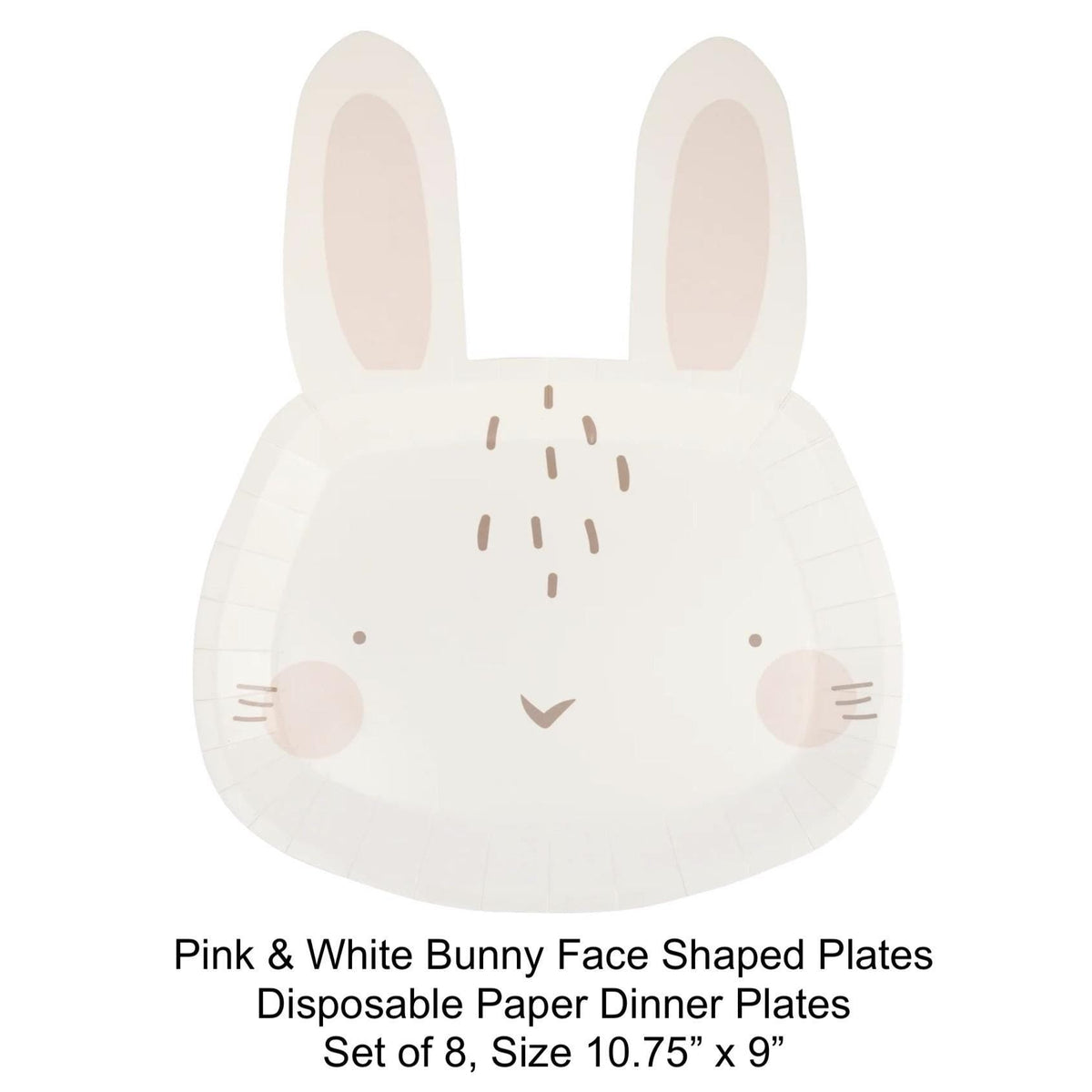 White & Pink Bunny Face Party Plates 8ct - Stesha Party