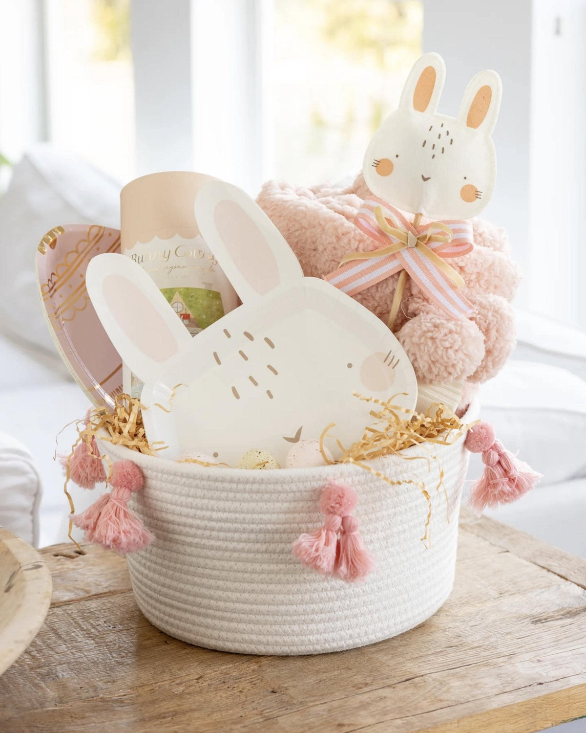 White & Pink Bunny Face Party Plates 8ct - Stesha Party