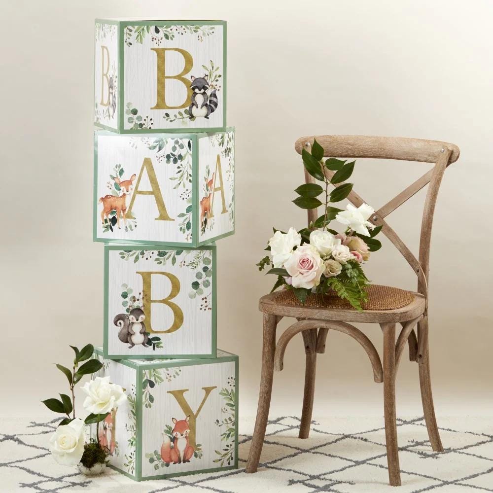Woodland Baby Block Boxes 4ct - Stesha Party