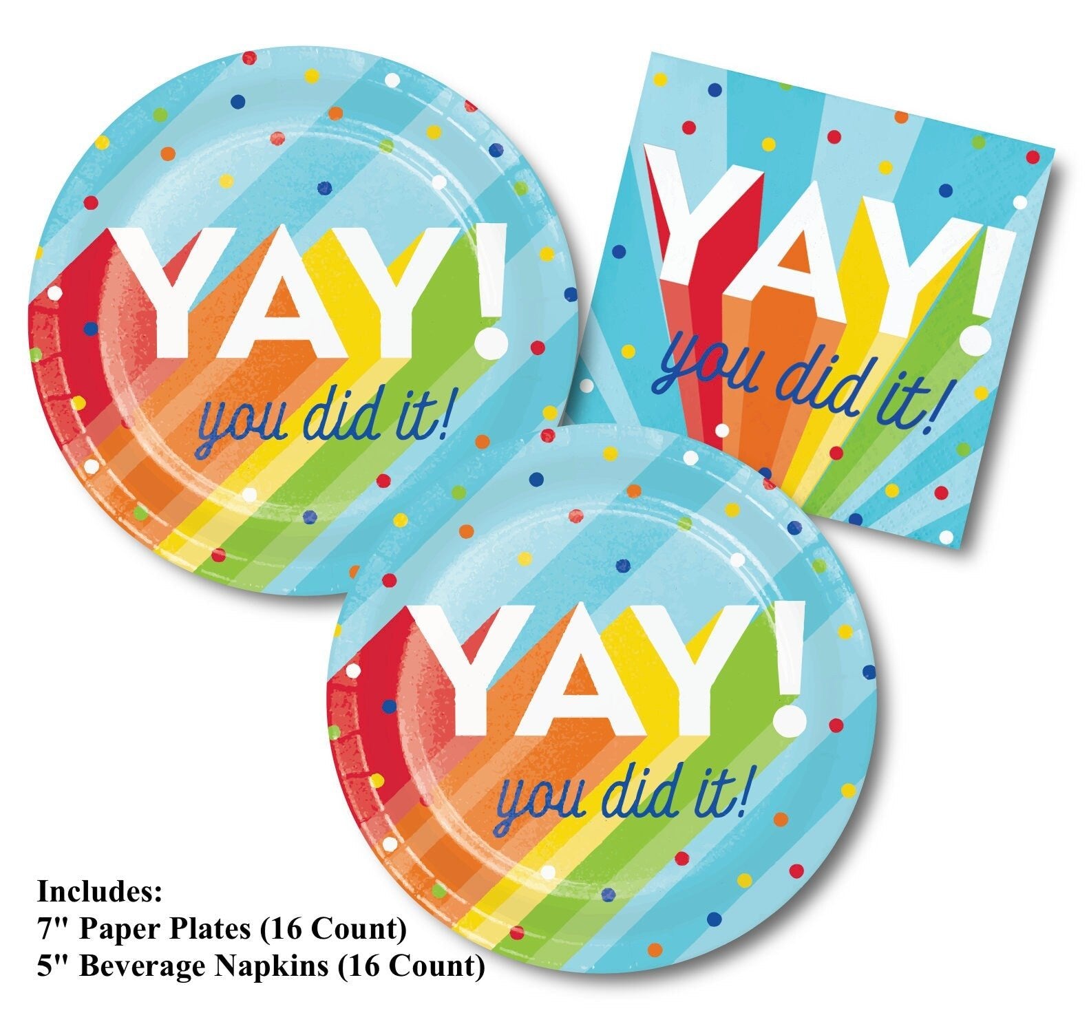 YAY! You did it! Rainbow Graduation Supplies - Stesha Party