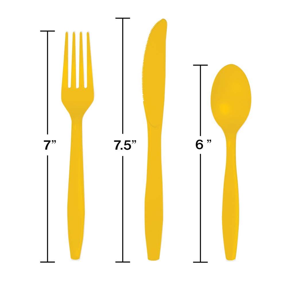 Yellow Cutlery Case - 72 - Set Wholesale Cutlery, Bulk Yellow Utensils, Birthday Party Supplies, Bulk Baby Shower Supplies, Fiesta Party Decor - Stesha Party