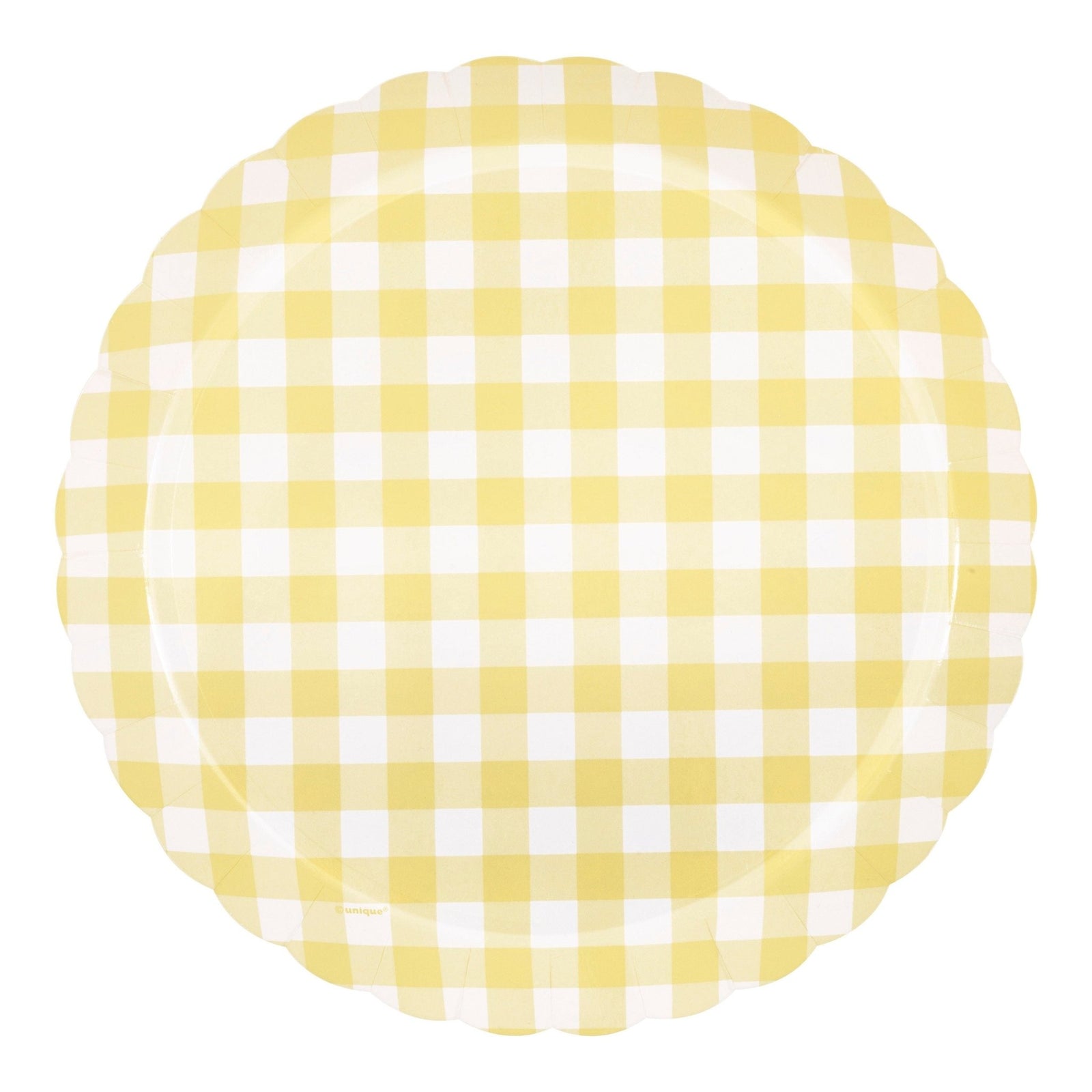 Yellow Gingham Party Plates 8ct - Stesha Party