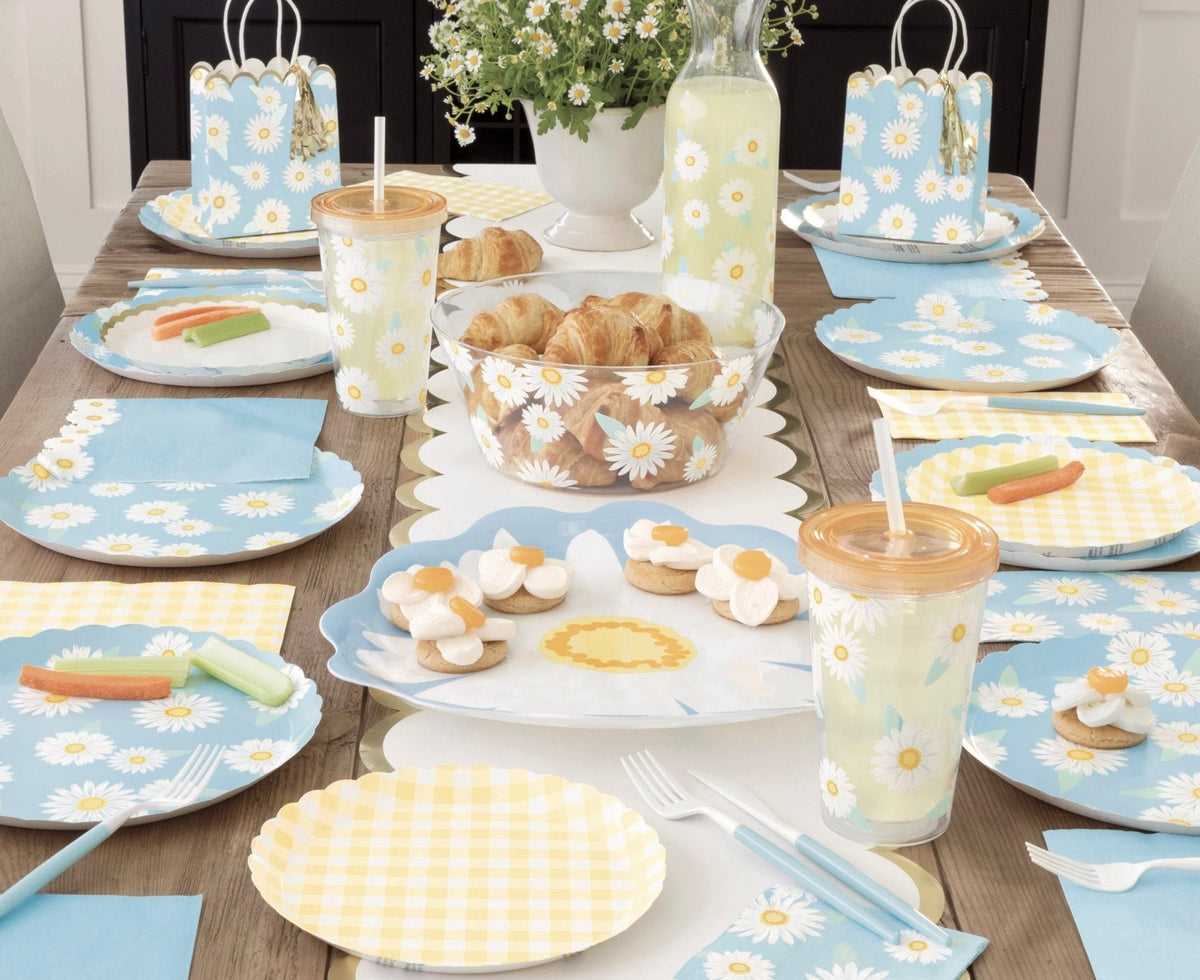 Yellow Gingham Party Plates 8ct - Stesha Party