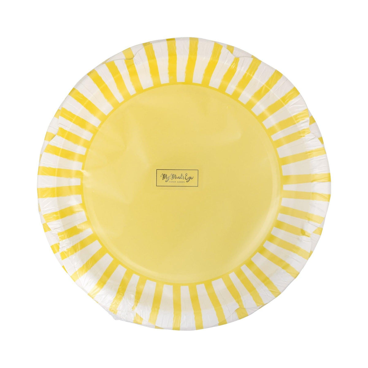 Yellow Striped Plates 8ct - Stesha Party