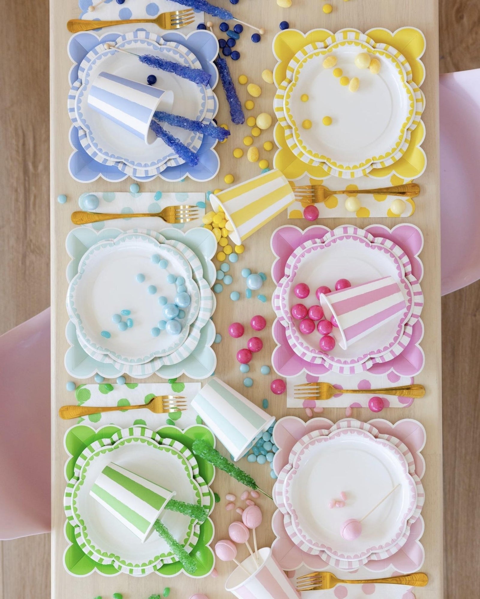 Yellow Striped Plates 8ct - Stesha Party