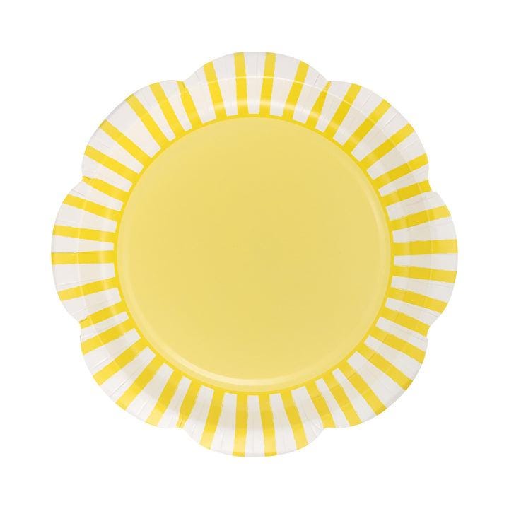 Yellow Striped Plates 8ct - Stesha Party