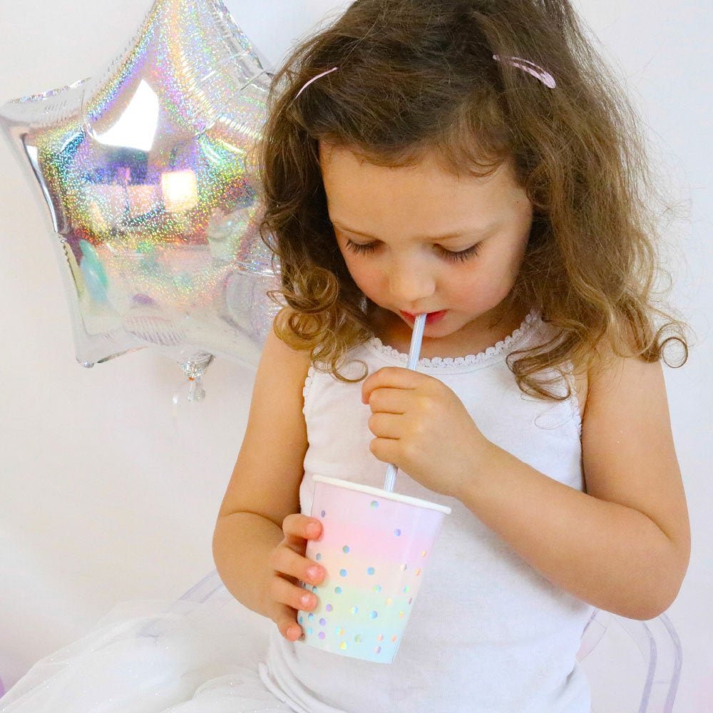 10 Iridescent Pastel Rainbow Party Cups - Stesha Party