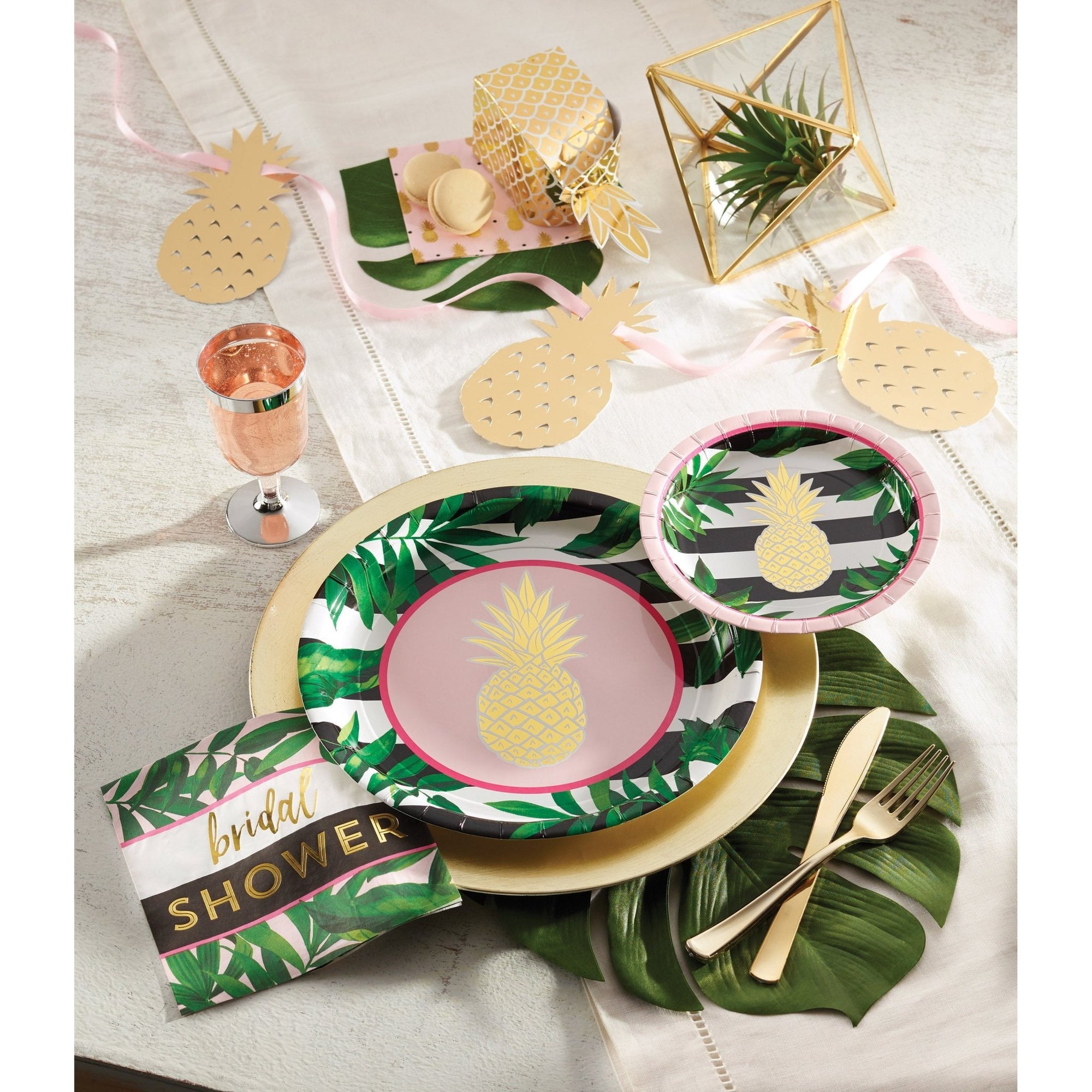 10" Tropical Gold Foil Pineapple Plates - Stesha Party