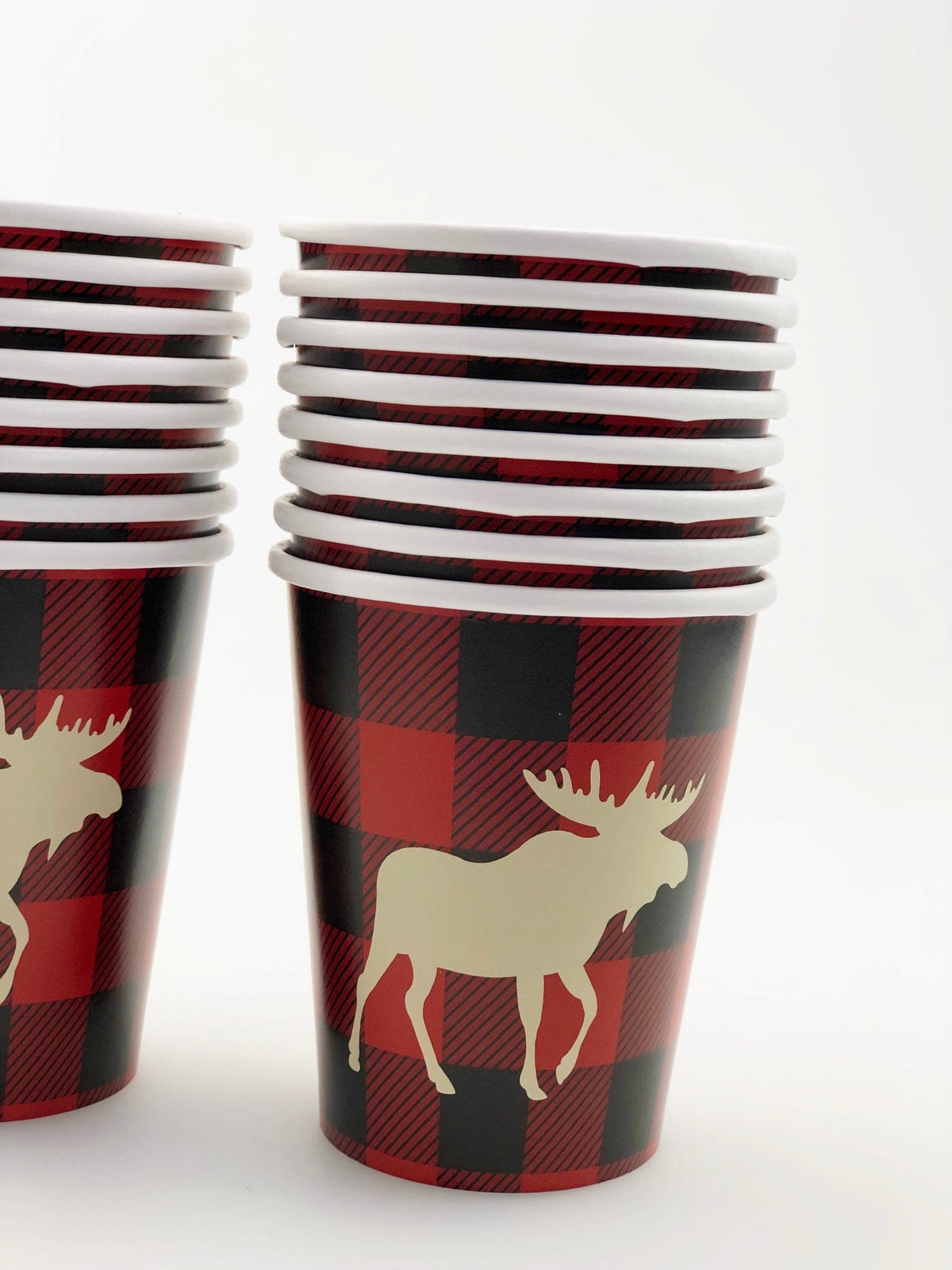 16 Moose Buffalo Plaid Party Cups - Stesha Party