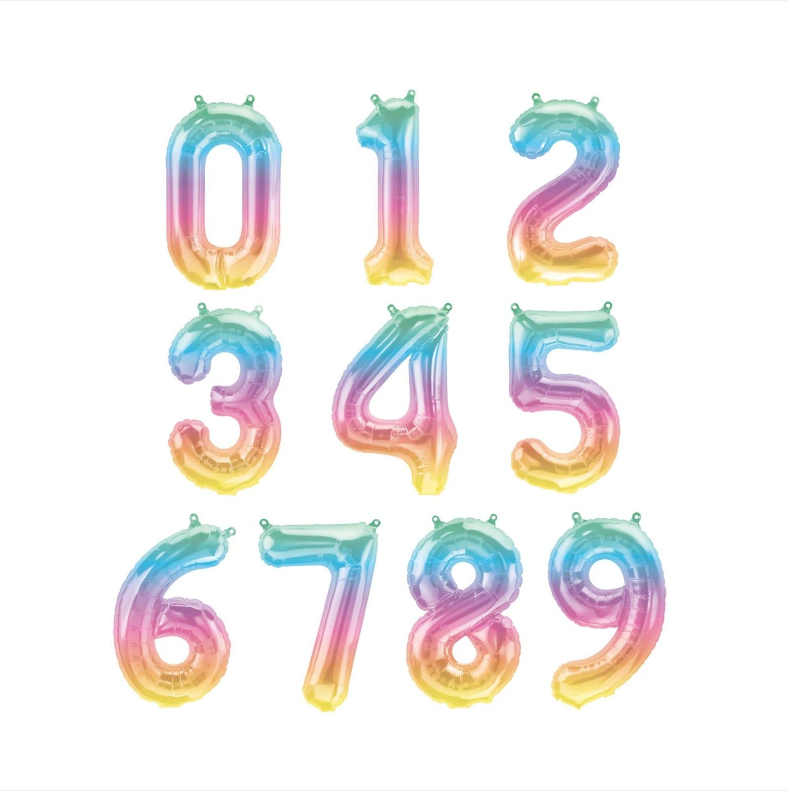 16" Ombre Pastel Rainbow Number Balloons
