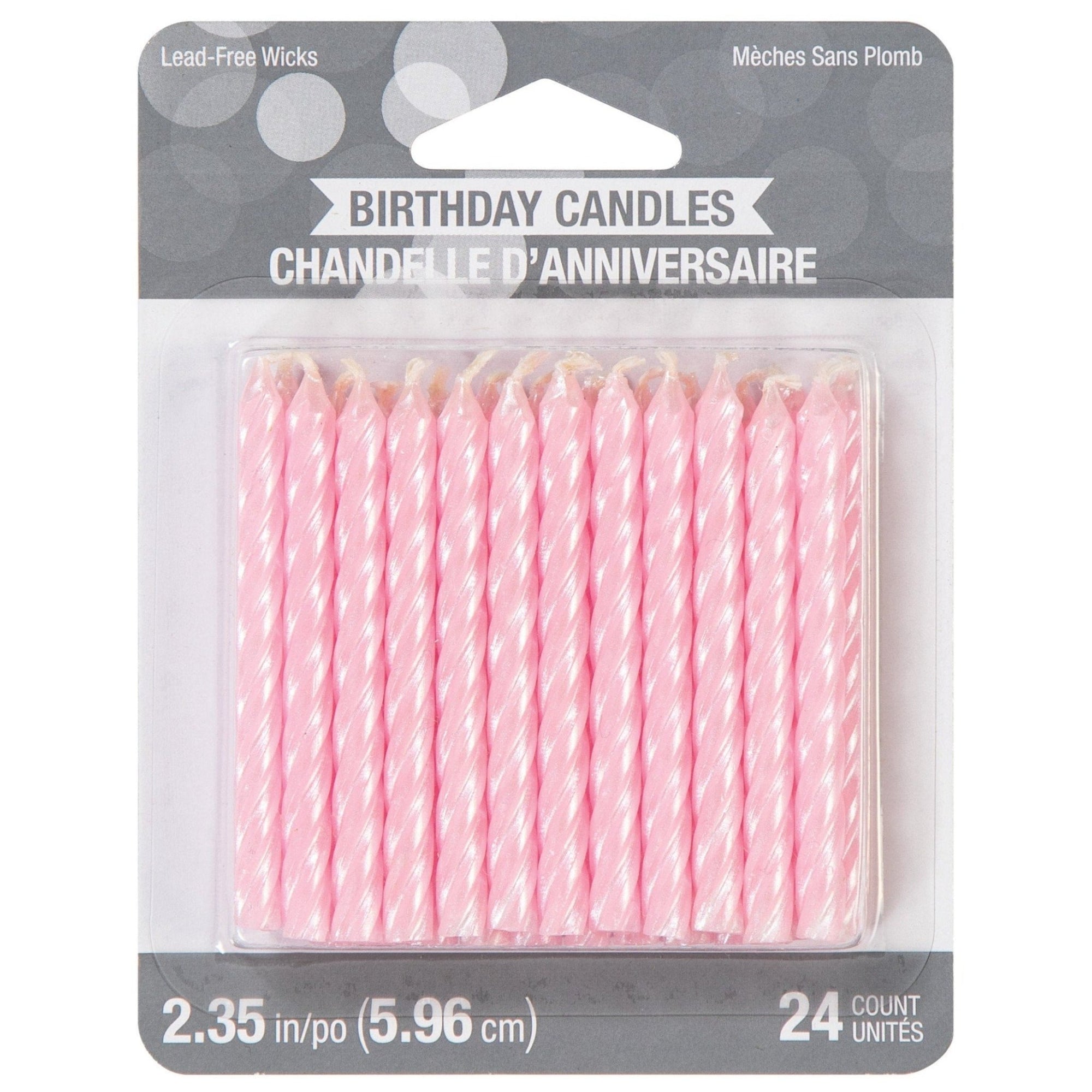 24 Pink Iridescent Party Candles - Stesha Party