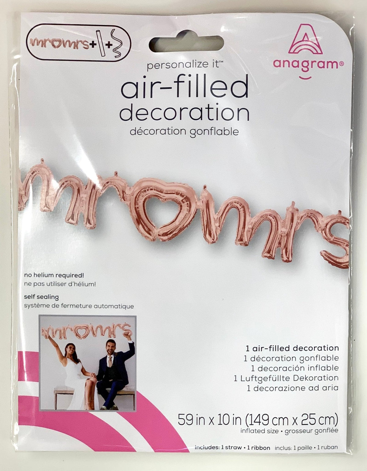 59" Rose Gold Mr Mrs Balloon - Stesha Party