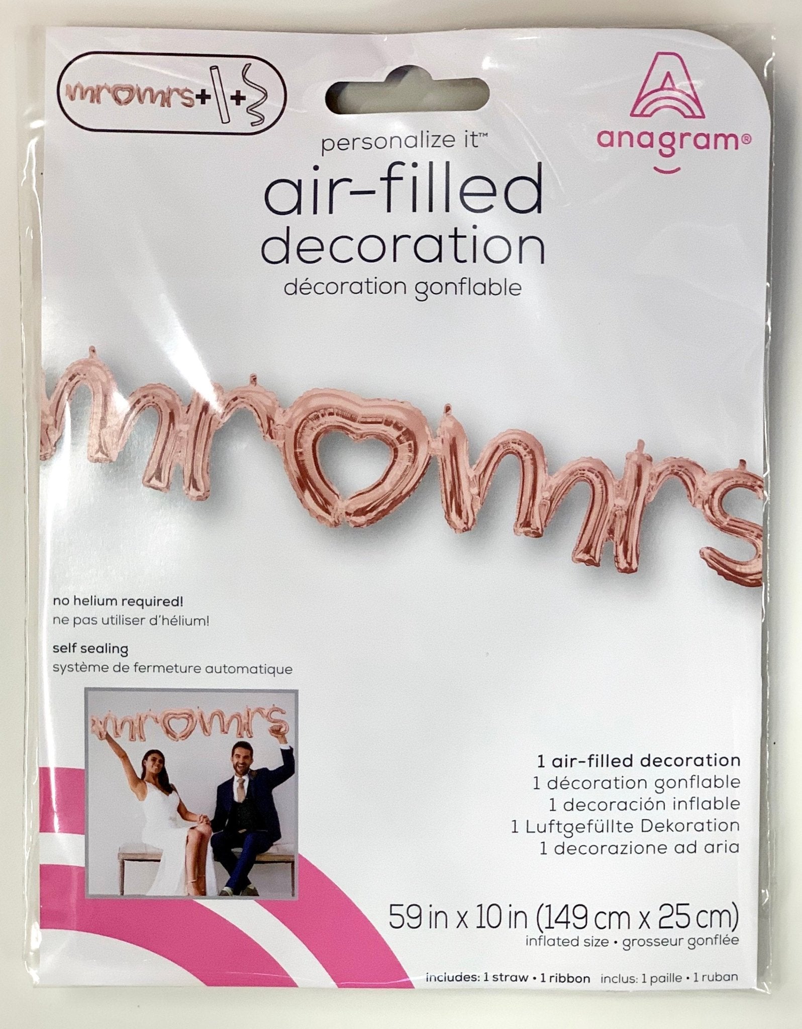 59" Rose Gold Mr Mrs Balloon - Stesha Party
