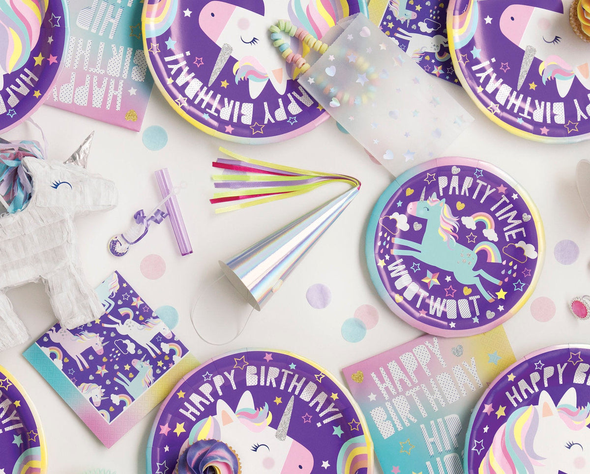 8 Iridescent Unicorn Horn Hats - Stesha Party