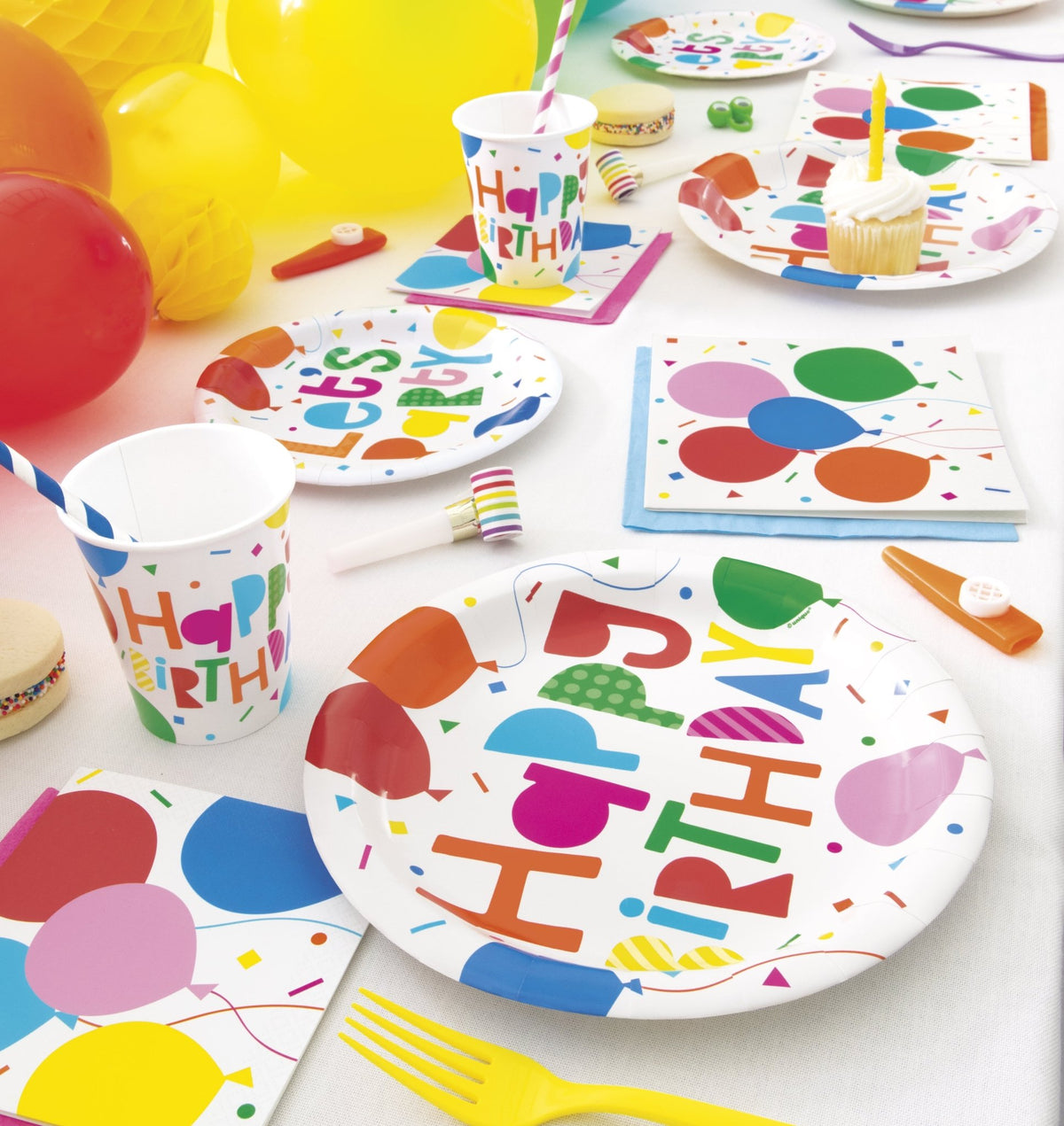 8 Rainbow Party Blowouts with Gold Foil Accents - Stesha Party