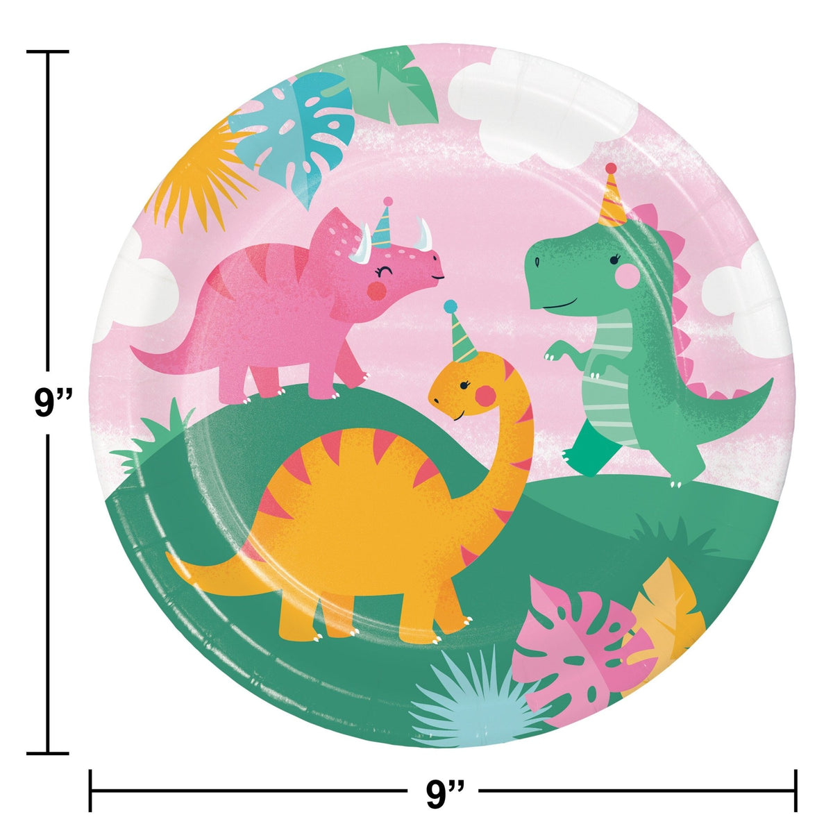 9" Girl Dinosaur Party Plates - Stesha Party