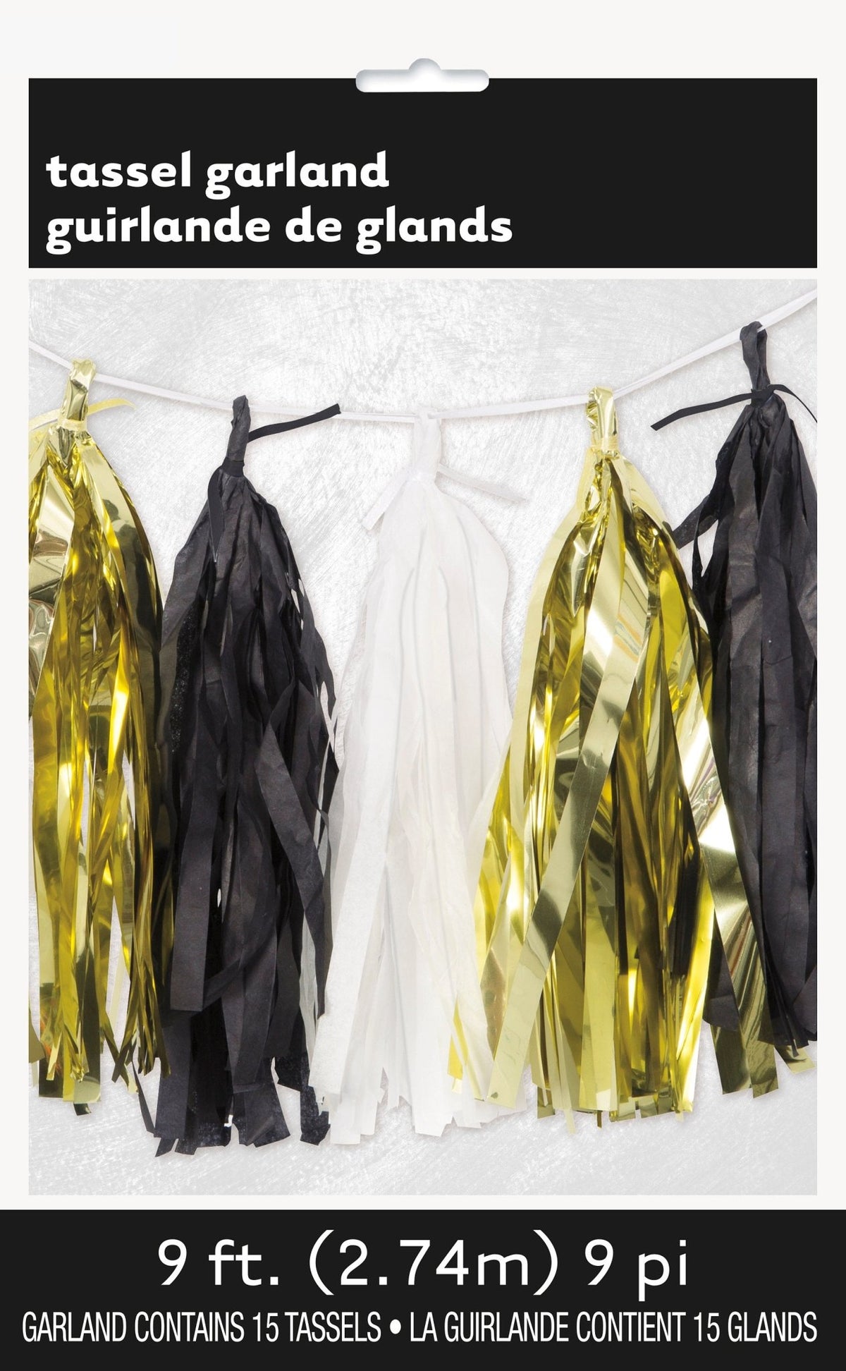 9ft Black White Gold Tissue Garland - Stesha Party