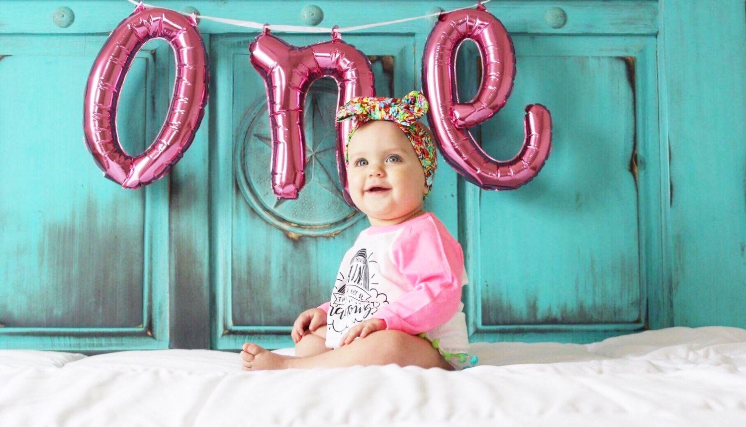 Balloon "One" Pink Banner - Stesha Party