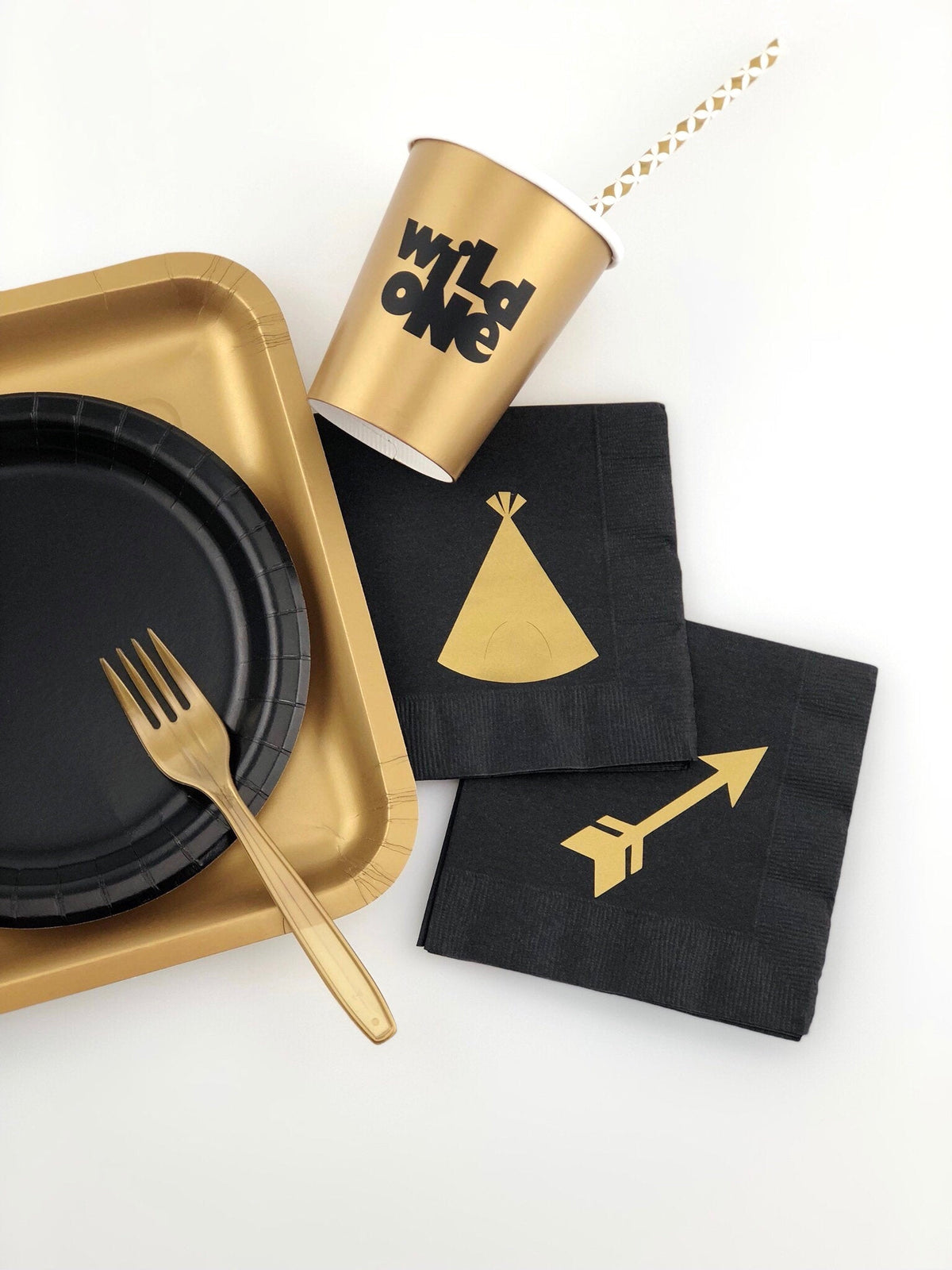 Black and Gold "Wild One" Party Set - Stesha Party