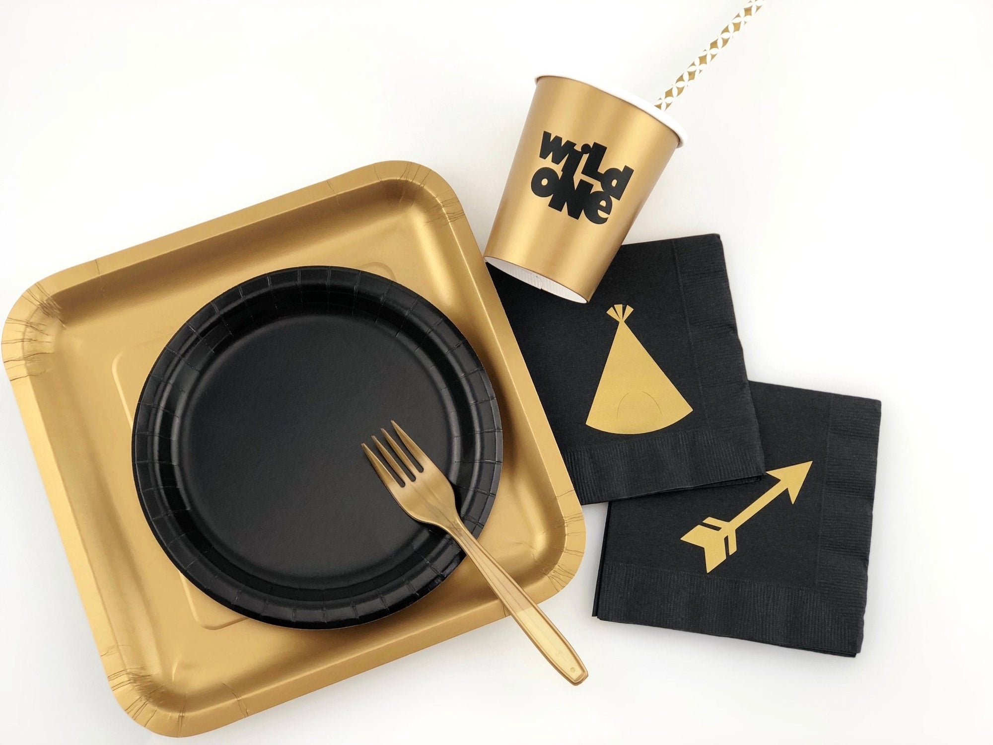 Black and Gold "Wild One" Party Set - Stesha Party