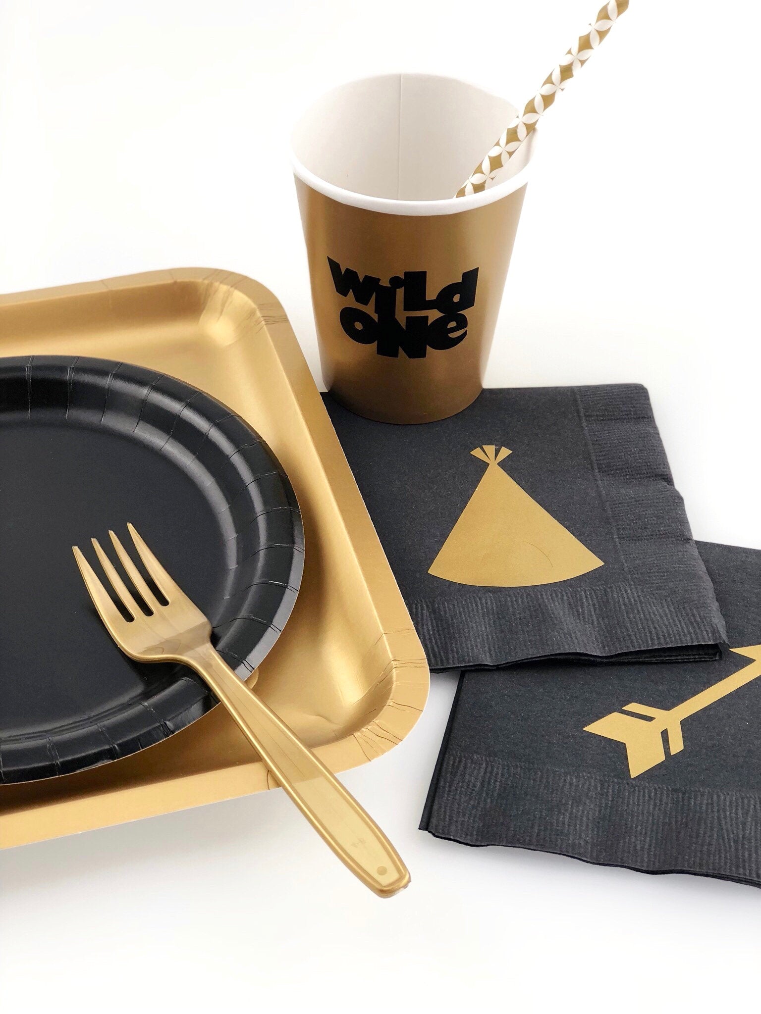 Black and Gold "Wild One" Party Set - Stesha Party