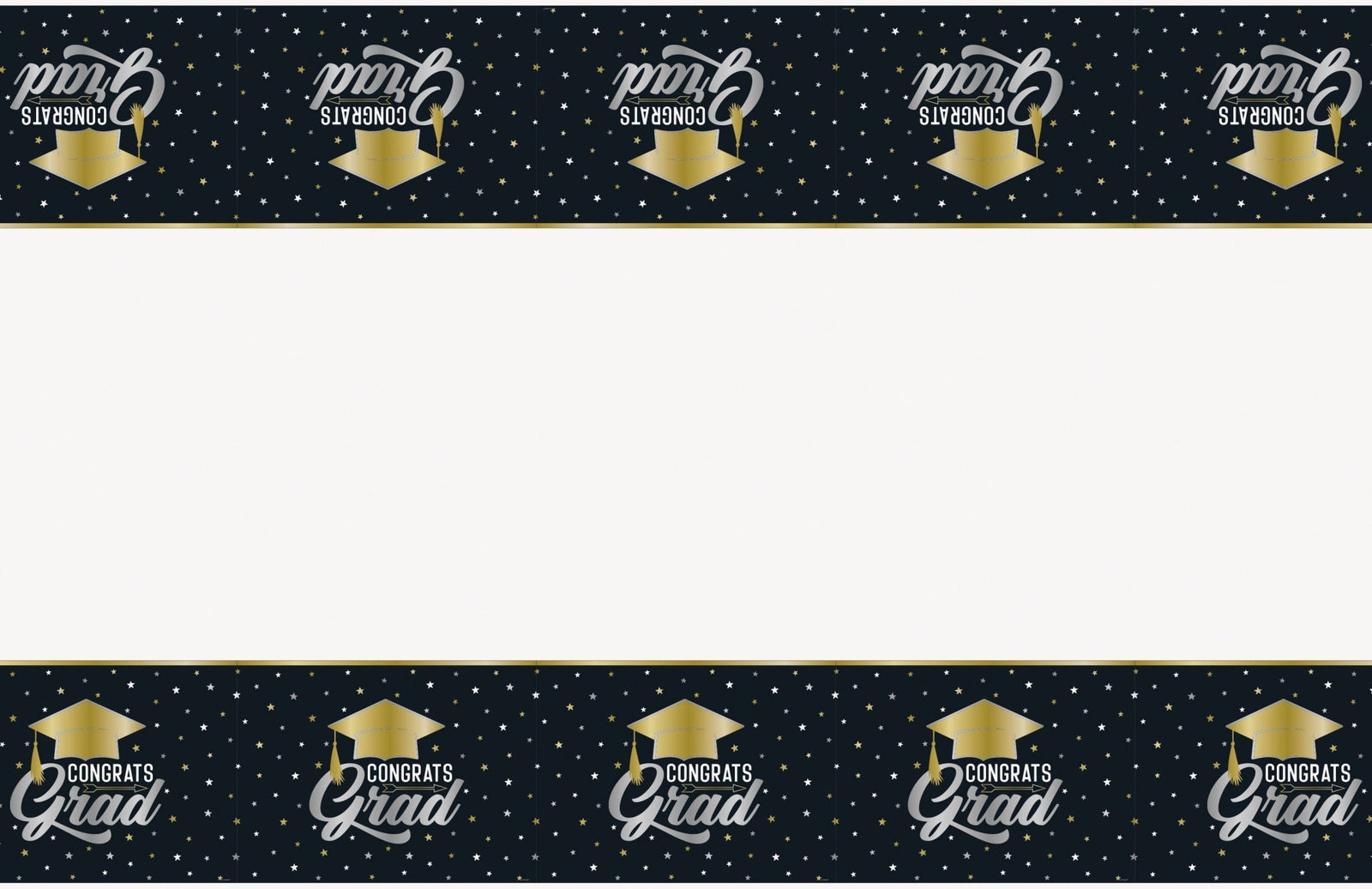 Black & Gold Congrats Grad Tablecloth - Stesha Party