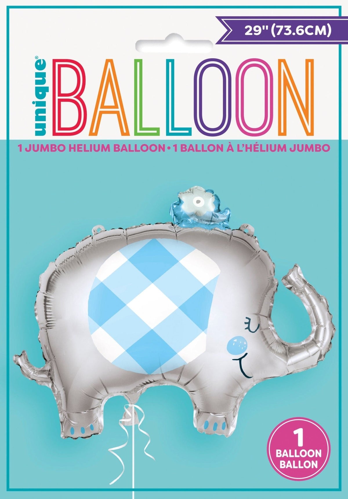 Blue & Silver Elephant Balloon - Stesha Party