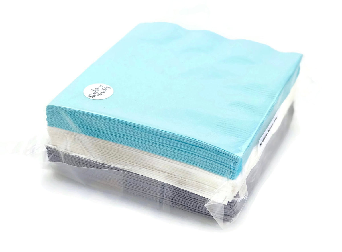 Blue, Silver, White Party Napkins - Stesha Party