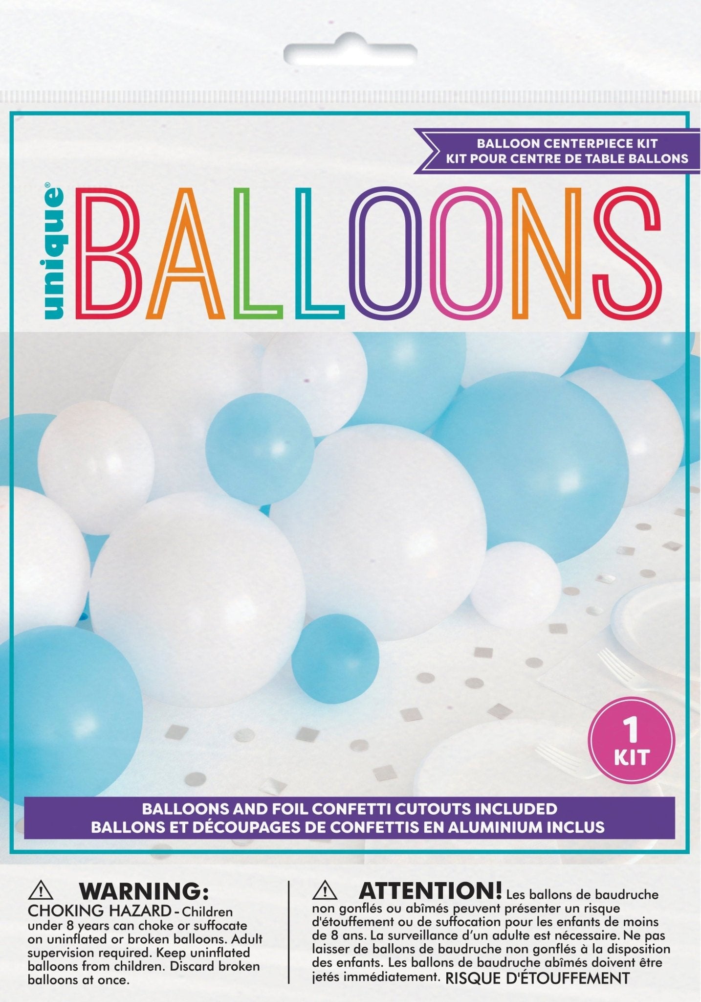 Blue & White Balloon Centerpiece & Confetti - Stesha Party