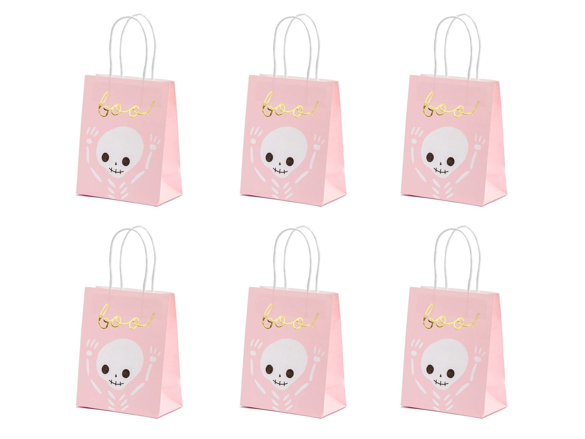 Boo Pink Halloween Ghost Treat Bags 6ct - Stesha Party
