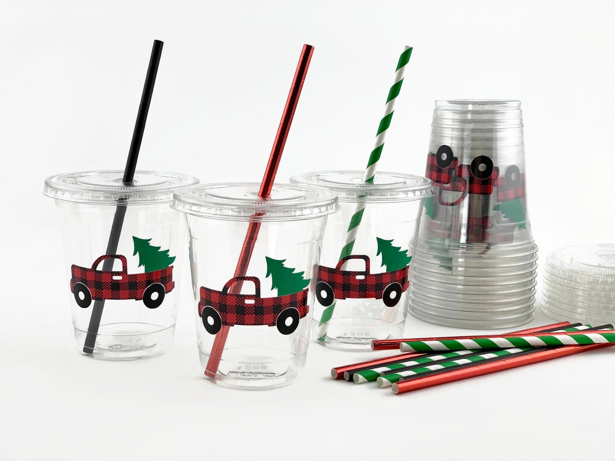Christmas Red Truck Paper Cups - Stesha Party - christmas, cup