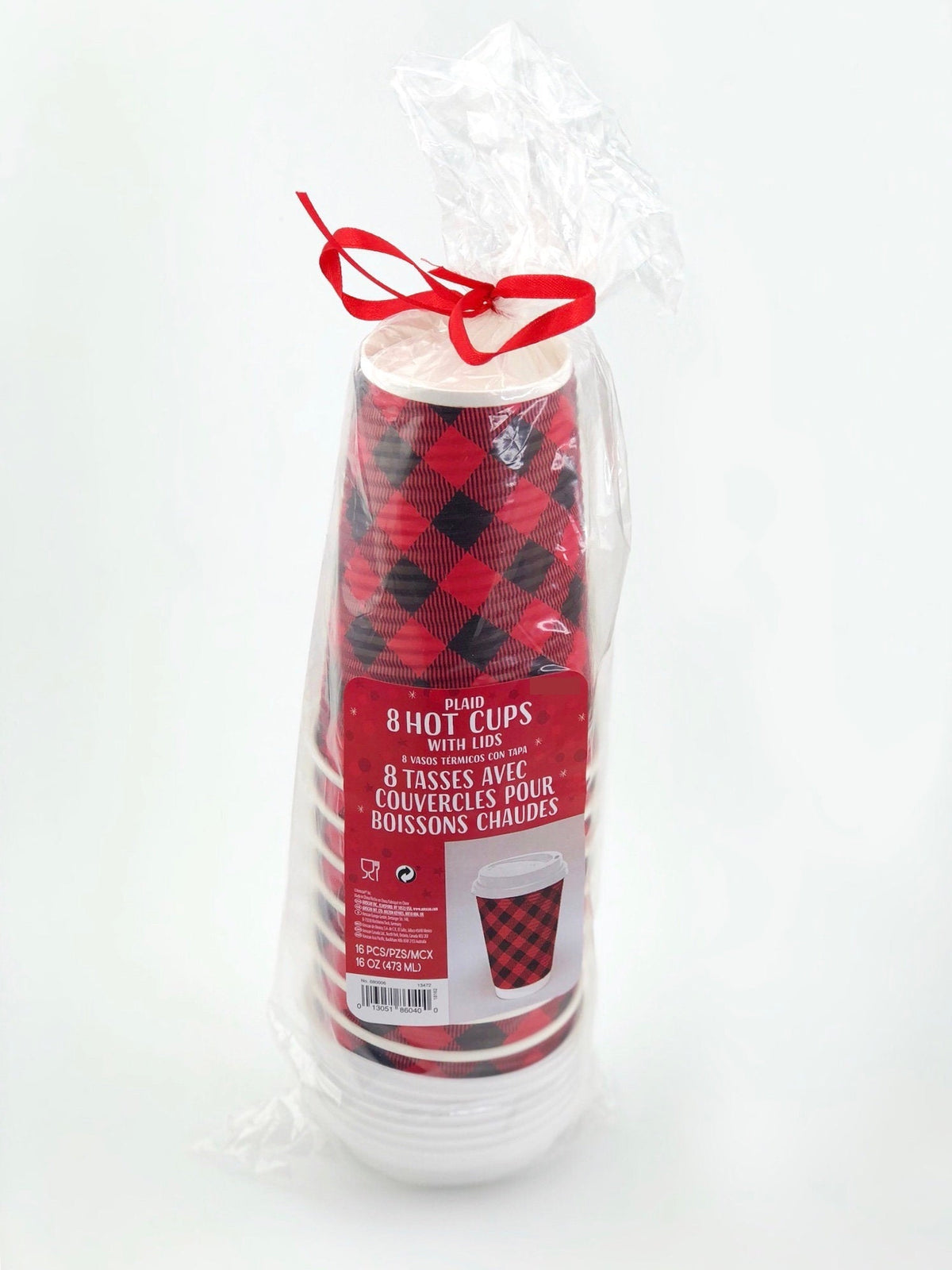 Buffalo Plaid Coffee Cups with Lids - Stesha Party